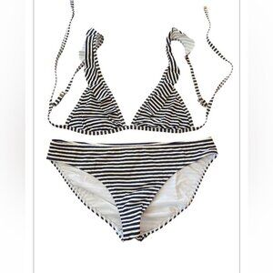 Tory Burch Navy and White two piece Striped Bikini top and Bottom